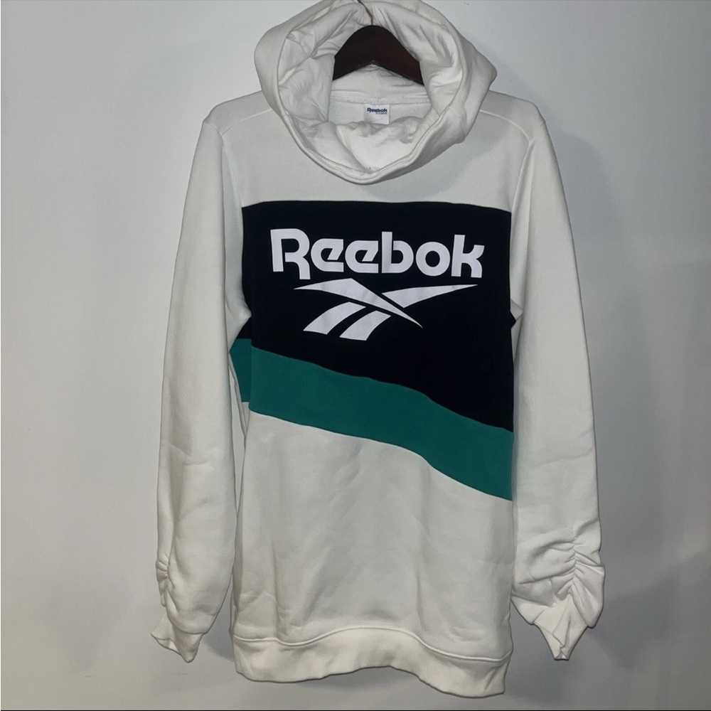 Reebok Womens Classics Vector Hooded Hoodie Dress, White, Small